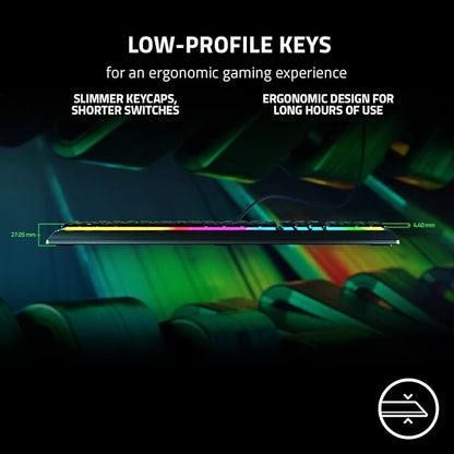 Razer Ornata V3 Gaming Keyboard, Low-Profile Keys, Black | Mecha-Membrane Switches, UV-Coated Keycaps, Backlit Media Keys, 10-Zone RGB Lighting, Snap Tap, Magnetic Wrist Wrest