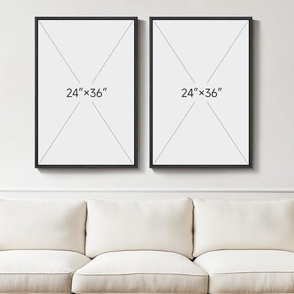Large Framed Colorful Abstract Wall Art for Living Room, Set of 2 Canvas Prints Paintings Artwork for Walls, Modern Bright Multicolor Pictures for Hallway Bedroom Office Wall Decor 24x36