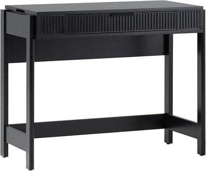 Walker Edison Office Writing and Computer Desk Spacious Desktop, Complementary in Living Spaces, 38 Inch, Reeded Lift-Top Black