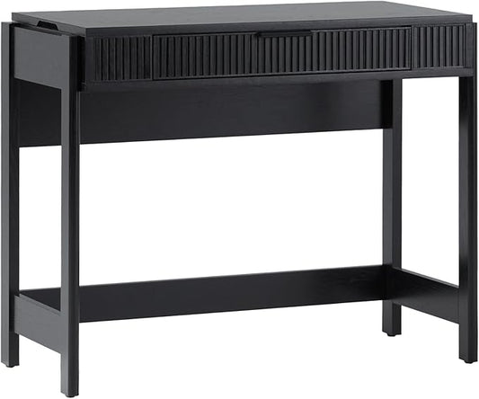 Walker Edison Office Writing and Computer Desk Spacious Desktop, Complementary in Living Spaces, 38 Inch, Reeded Lift-Top Black
