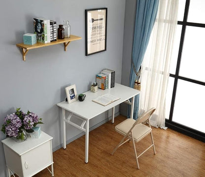 Computer Desk, 55 inche Modern Simple Style Folding Tables, Home Office Writing Desk, Space Saving Foldable Table, No Install Needed
