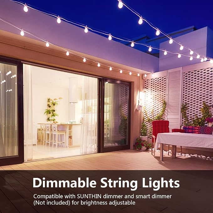 SUNTHIN White Outdoor String Lights, 96FT White Patio Lights with 32 Shatterproof LED Bulbs for Garden, Backyard, Porch, Cafe, Deck, Wedding, Party, Gathering