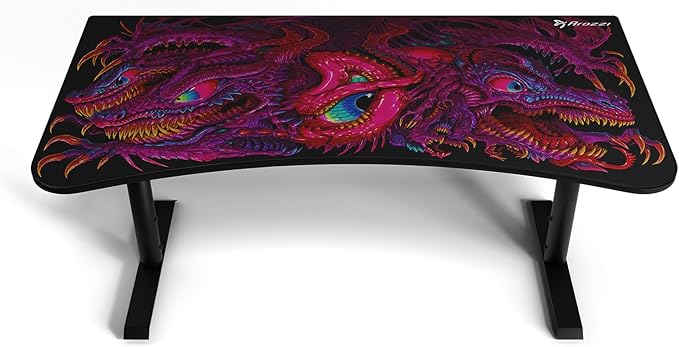 Arozzi Arena Special Edition Ultrawide Curved Gaming and Office Desk with Full Surface Water Resistant Desk Mat Custom Monitor Mount Cable Management Cut Outs - Crawling Chaos