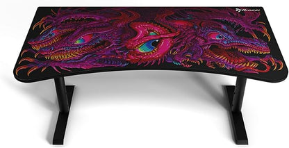 Arozzi Arena Special Edition Ultrawide Curved Gaming and Office Desk with Full Surface Water Resistant Desk Mat Custom Monitor Mount Cable Management Cut Outs - Crawling Chaos