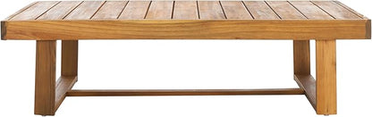 SAFAVIEH Outdoor Collection Duncan Natural Brown Slatted Top Solid Wood Coffee Table
