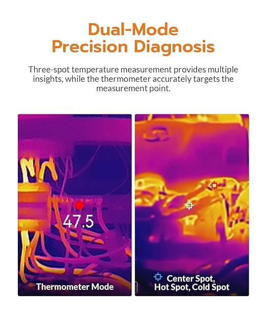 GT16S Thermal Imaging Camera with Smart AI Scene Detection, Thermometer Mode, 240×240 UIRA-IR Resolution, -4°F-1202°F Temp Alarm, 11h Runtime, Infrared Camera for HVAC Home Inspection