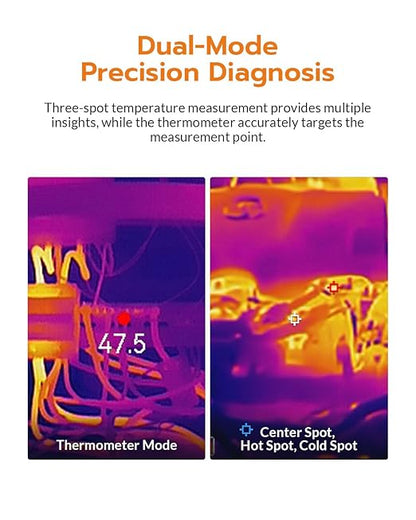 GT16S Thermal Imaging Camera with Smart AI Scene Detection, Thermometer Mode, 240×240 UIRA-IR Resolution, -4°F-1202°F Temp Alarm, 11h Runtime, Infrared Camera for HVAC Home Inspection