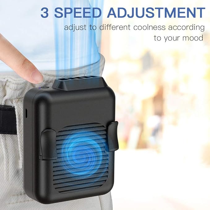 Koonie Portable Waist Belt Cooling Fan Rechargeable, 23h Use Time, 5100RPM Strong Airflow with 3 Speed Levels, Personal Under Shirt Fan for Men,Hands-free Clip on Pants Fan for Outdoor Working,Jobsite