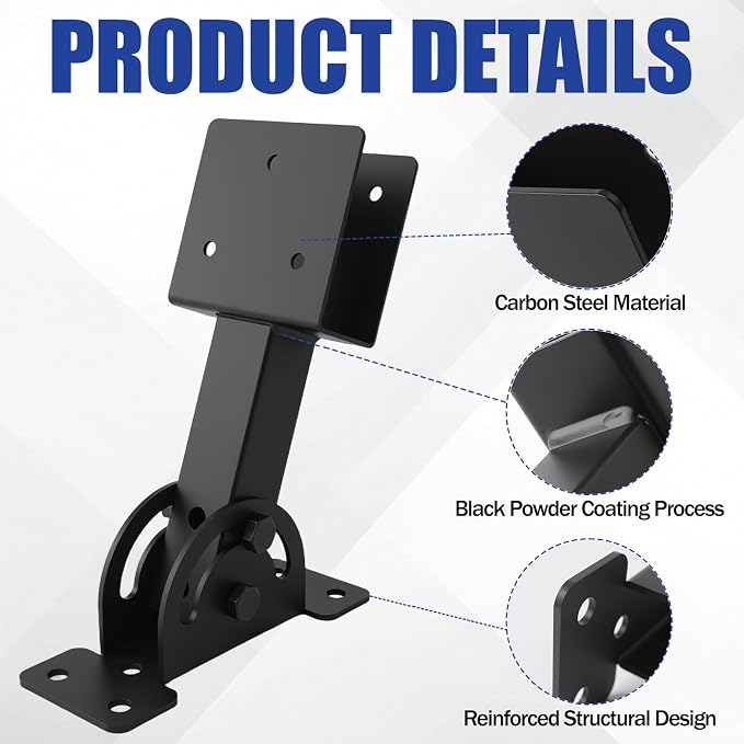 3 Pcs 2“x 4”Heavy Duty Roof Riser Brackets Kit | Adjustable Height Angle Pergola Brackets|Roof Riser Beam Bracket for Gazebos|Carports|and Patios