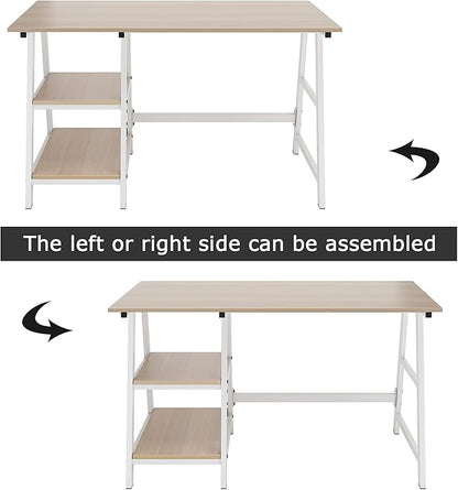 SogesHome Computer Desk 47inches Trestle Desk PC Desk with Shelf Office Desk Workstation for Home Office Use Writing Table,Maple