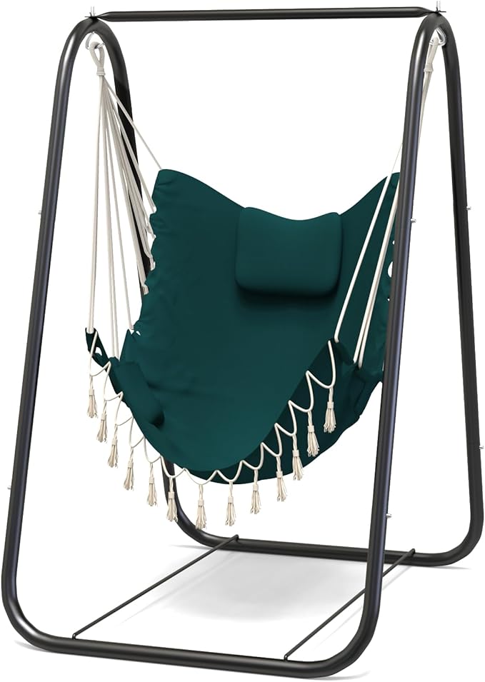 G TALECO GEAR Hammock Chair with Stand,Heavy-Duty and Rustproof Hanging Chair with Stand,Hammock Swing Chair Stand,for Indoor Outdoor Patio Yard Garden Porch (Green)