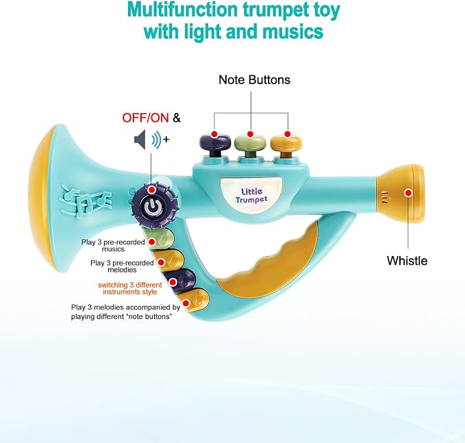 Toddler Musical Instruments Toy, Trumpet, Harmonica, Recorder Flute for Kids Baby, Musical Toys Set for Children Boys Girls Ages 2 3 4 5