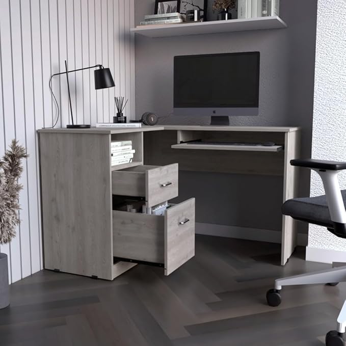 NicBex Kimberly-DW-00197-LWJ Home Office Desks, 47.2"x41.3"x30.4", Gray-1
