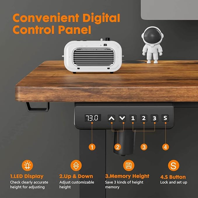 NicBex Home Office Desk 47'' x 23" Electric Height Adjustable Standing Desk Computer Desk Office Desk, Sit to Stand Ergonomic Computer Desk Adjustable Desk, Brown