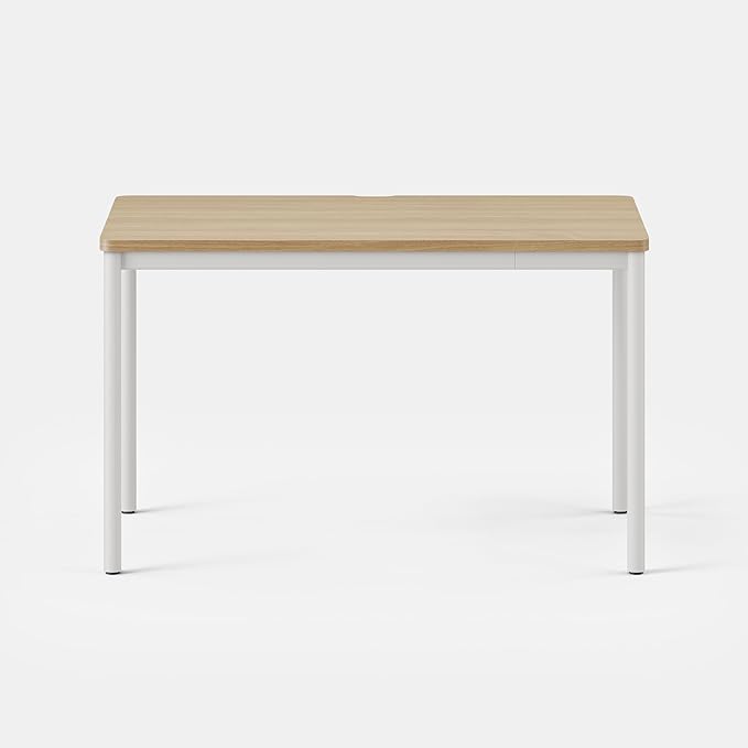 Branch Daily Desk - Functional At Home Office Desk with Effortless Assembly, Timeless Design, Rounded Corners, and Built-in Cable Notch - 48” W x 28.5” H x 24” D - Woodgrain Work Table