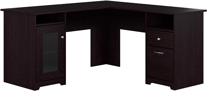 Bush Furniture Cabot 60W L Shaped Computer Desk in Espresso Oak