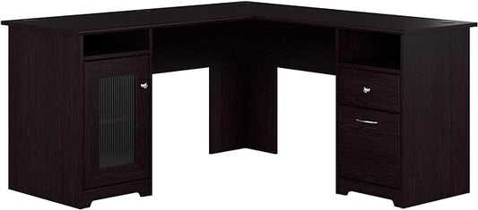 Bush Furniture Cabot 60W L Shaped Computer Desk in Espresso Oak