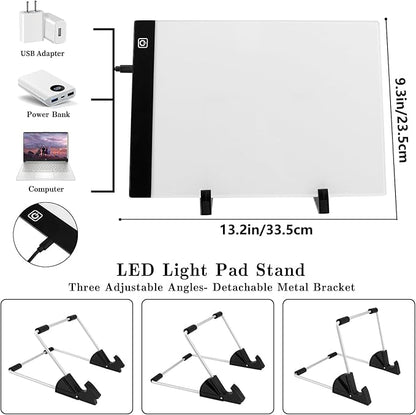 Ratukall 183PCS A4 Diamond Painting Light Pad Kit, Light Board for Diamond Painting Accessories, Tracing Light Box with 5D Painting Tools Set for Full Drill & Partial Drill Art