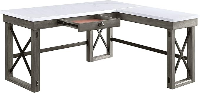 NicBex Kimberly-DW-00029-LWJ Home Office Desks, 67"x55"x30", Gray-1