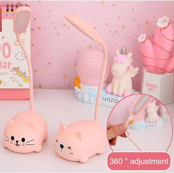 LED Desk Lamp，Mini Cat Night Light, Portable LED Table Light, Cute Foldable USB Rechargeable Reading Light Bedroom Children's Bedside Study (Green)
