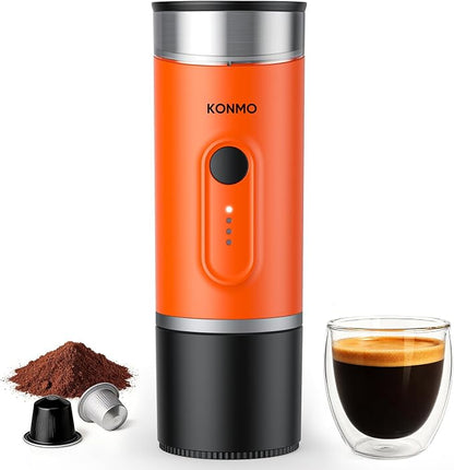 Portable Espresso Machine for Travel, Self-Heating Coffee Maker Works with Capsules & Ground Coffee, Type-C Rechargeable for Outdoor Camping Car RV Business Trips