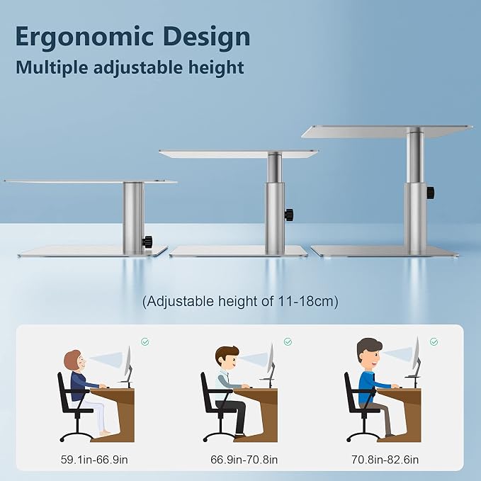 Nillkin Monitor Stand for Desk, Adjustable Height Computer Monitor Stand | Ergonomic Aluminum Computer Stand for Desktop | iMac, Studio Display XDR, Dell, HP, Lenovo, Other Screen Display | Silver
