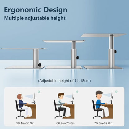 Nillkin Monitor Stand for Desk, Adjustable Height Computer Monitor Stand | Ergonomic Aluminum Computer Stand for Desktop | iMac, Studio Display XDR, Dell, HP, Lenovo, Other Screen Display | Silver