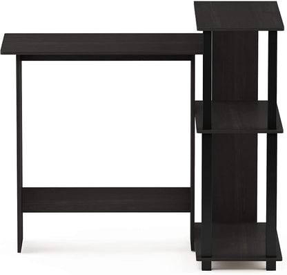 Furinno Abbott Corner Computer Desk with Bookshelf, Espresso/Black