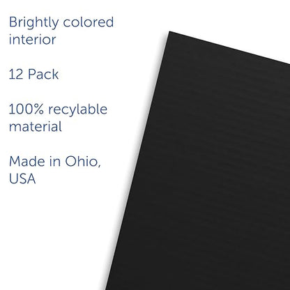 Flipside Products 18”x 48” Black Study Carrel, Privacy Boards, Student Privacy and Focus Booth for The Classroom, Desk Divider Cubby for Tests, Made in USA - 12 Pack