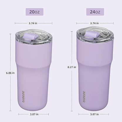 BJPKPK 20oz Spill Proof Coffee Tumbler, Insulated Stainless Steel Cup | Double Wall Vacuum, Leakproof Lid, Keeps Hot/Cold/Iced, BPA Free, Dishwasher Safe, Cupholder, Travel, Lavender