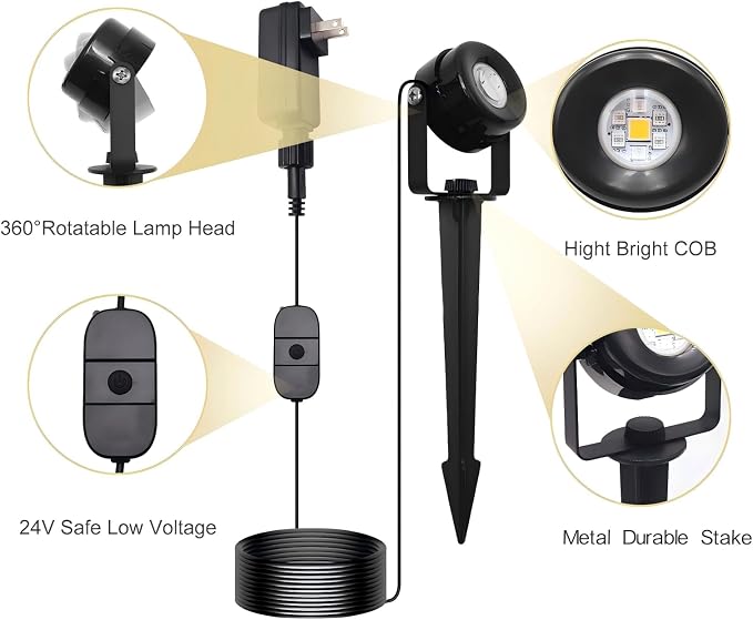 HISTAR Low Voltage Landscape Lighting with Bluetooth App Control & Remote, Outdoor Spot Lights for Fence Tree Pathway Lawn Decor, IP65 Waterproof All-in-One Permanent Outdoor Lights (8pack-RGBW)
