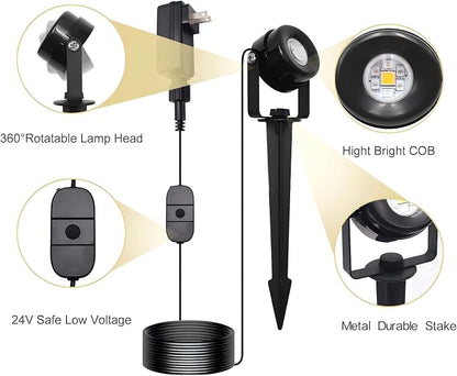 HISTAR Low Voltage Landscape Lighting with Bluetooth App Control & Remote, Outdoor Spot Lights for Fence Tree Pathway Lawn Decor, IP65 Waterproof All-in-One Permanent Outdoor Lights (8pack-RGBW)