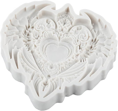 Heart Wing Polymer Clay Molds Baroque Heart Shape Wing Silicone Mold for Epoxy Resin Casting DIY Crafts Air Dry Polymer Crafts Supplies Clay Tools