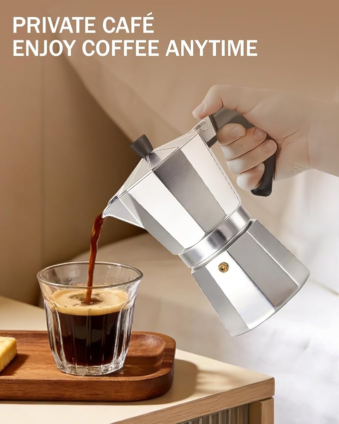 Coffee Maker Stovetop Espresso Maker 12 Cup Aluminum Moka Pot Percolator 20oz 600ml Easy Brewing for Electric Ceramic Stoves Home Camping Italian Cuban Café Classic Silver