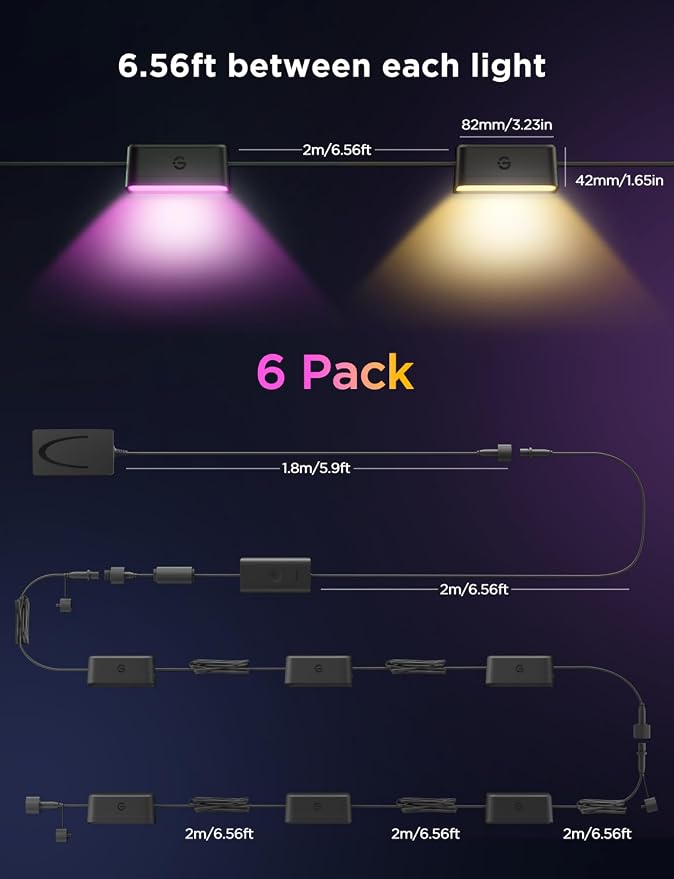 Govee RGBIC Outdoor Deck Lights, 4000K White Light, IP65 Smart Lights | 60+ scene modes, -4°F to 104°F, APP Remote or Voice Control, Work with Alexa, Matter, Google Home, for Outdoor Decor, 32.8ft