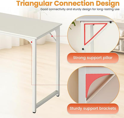 PayLessHere | 32 Inch Computer Desk | White | Office Desk with Metal Frame, Adjustable Feet | Water-Resistant, Scratchproof Surface | Sturdy Writing Table for Home Office or Study | Pack of 1