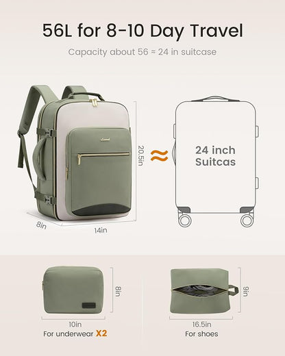 LOVEVOOK 56L Travel Backpack for Women & Men, Airline Approved Carry On Luggage with 3 Packing Cubes, TSA Overnight Bags, Waterproof Personal Item Bag, Weekender Essentials Backpacks fits 17" Laptop