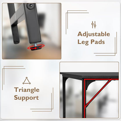 BestOffice | 32 Inch Computer Desk | Black | Sturdy Office Desk | Metal Frame, Adjustable Feet | Water-Resistant, Scratchproof Surface | Writing Table for Home Office or Study | Pack of 1