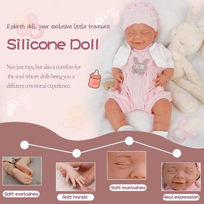 Girl 18 Inch, Silicone Reborn Baby Dolls, Realistic Baby Doll, Not Vinyl, Posable Newborn, Reborn Baby Dolls Silicone Full Body