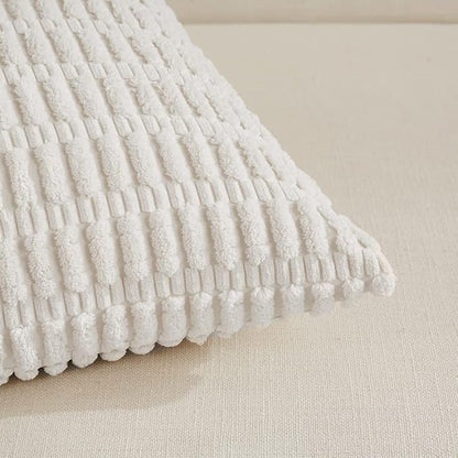 Fancy Homi 4 Packs Decorative Throw Pillow Covers for Living Room Couch Bed, Modern Farmhouse Boho Home Décor Accent Cushion Case, 14" x 14", White