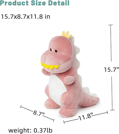 Big Dinosaur Plush Toy,15.7" Dino Stuffed Animal Stuffed Dinosaurs Cute Dino Plush Dino Stuffed Animals Soft Dinosaur Plushie for Boys Girls Kids Baby Pink