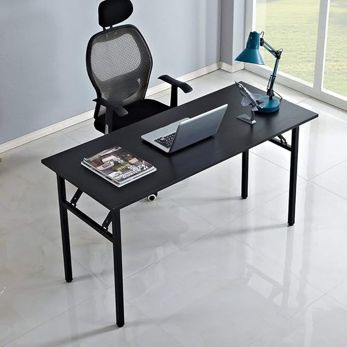 Computer Desk,55" Modern Simple Style Folding Tables,Home Office Writing Desk, Space Saving Foldable Table, No Install Needed
