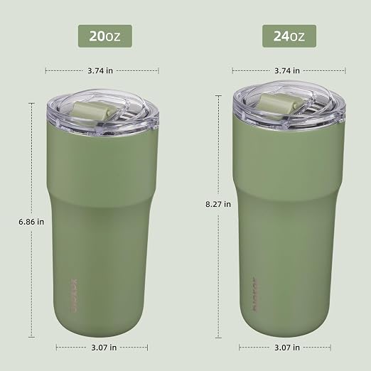 BJPKPK 20oz Spill Proof Coffee Tumbler, Insulated Stainless Steel Cup | Double Wall Vacuum, Leakproof Lid, Keeps Hot/Cold/Iced, BPA Free, Dishwasher Safe, Cupholder, Travel, Forest Green