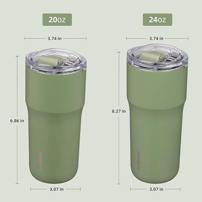 BJPKPK 20oz Spill Proof Coffee Tumbler, Insulated Stainless Steel Cup | Double Wall Vacuum, Leakproof Lid, Keeps Hot/Cold/Iced, BPA Free, Dishwasher Safe, Cupholder, Travel, Forest Green
