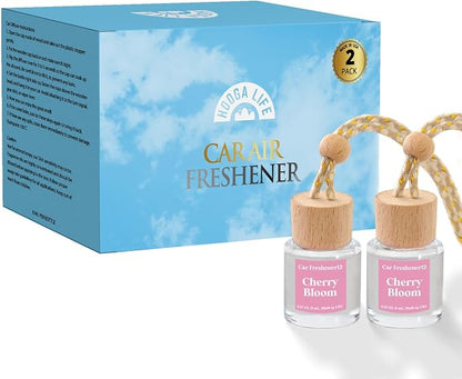 HoogaLife Car Air Freshener Diffuser 2 Pack Hanging Cherry Bloom Car Air Freshener for Women 45+ days Long Lasting Fragrance Made in USA (C12)