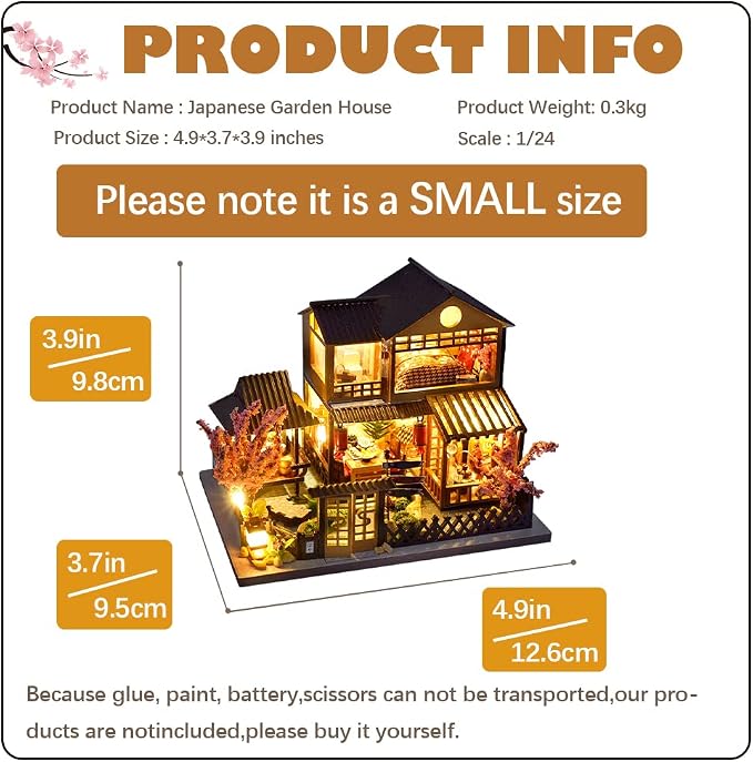 CUTEBEE Dollhouse Miniature with Furniture, DIY Wooden Dollhouse Kit Plus Dust Proof, Creative Room Idea (Japanese Garden House)