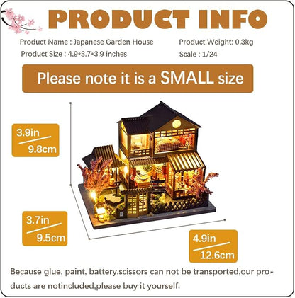 CUTEBEE Dollhouse Miniature with Furniture, DIY Wooden Dollhouse Kit Plus Dust Proof, Creative Room Idea (Japanese Garden House)