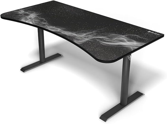 Arozzi Arena Special Edition Ultrawide Curved Gaming and Office Desk with Full Surface Water Resistant Desk Mat Custom Monitor Mount Cable Management Cut Outs - Gunmetal Galaxy