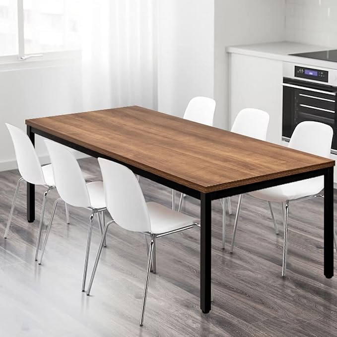 Large Table 35x70 Inches Computer Desk/Dining Table, Office Desk Sturdy Writing Workstation for Home Office Modern Simple Sturdy Laptop Study Table- Walnut