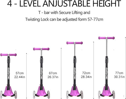 Kids Kick Scooter, 3 Wheeled Scooter for Kids, Child/Toddlers Toy, Adjustable Height, Anti-Slip Deck, Flashing Wheel Lights, for Boys/Girls 3-12 Year Old